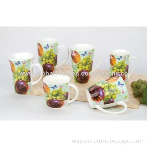 Fine China Mug with Fruit Design, Available in 12oz Volume, Measuring 8.3 x 9.5cm, Popular Shape